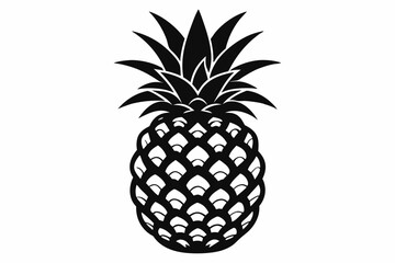 Obraz premium pineapple silhouette line art vector illustration with a white background