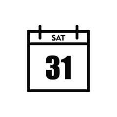 calender icon, 31 saturday icon with white background