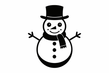 snowman silhouette line art vector illustration with a white background