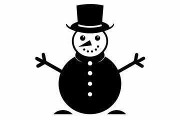 snowman silhouette line art vector illustration with a white background