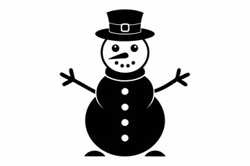 snowman silhouette line art vector illustration with a white background
