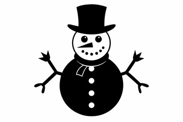 snowman silhouette line art vector illustration with a white background