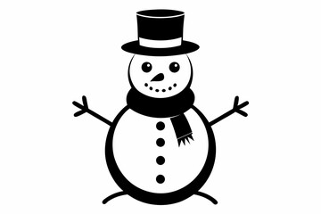 snowman silhouette line art vector illustration with a white background