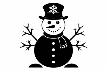 snowman silhouette line art vector illustration with a white background