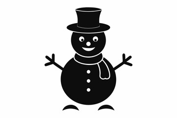 snowman silhouette line art vector illustration with a white background