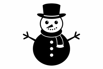 snowman silhouette line art vector illustration with a white background