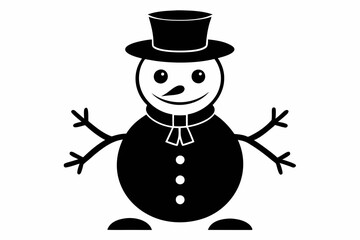 snowman silhouette line art vector illustration with a white background