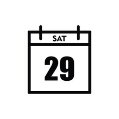 calender icon, 29 saturday icon with white background