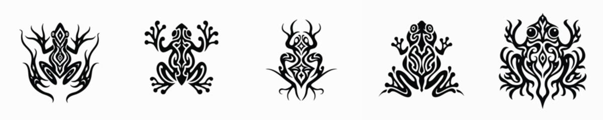 illustration vector graphic of tribal art frog tattoo