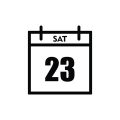 calender icon, 23 saturday icon with white background