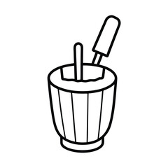 Ice Gola in a Wooden Cup with Bamboo Stick