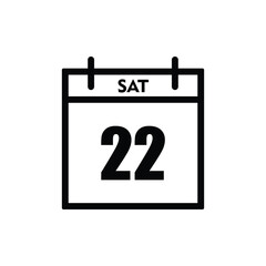 calender icon, 22 saturday icon with white background