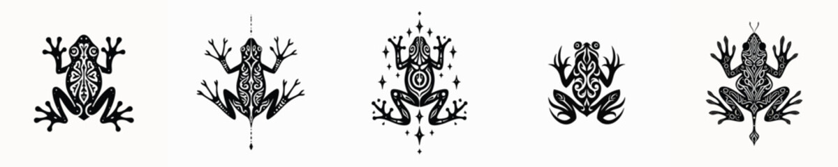 illustration vector graphic of tribal art frog tattoo