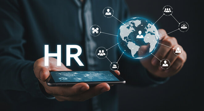 A robotic arm interacting with a holographic display showing industry point zero in a factory setting