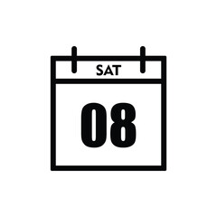 calender icon, 08 saturday icon with white background