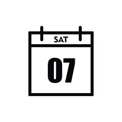 calender icon, 07 saturday icon with white background