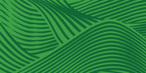 farm green banner, organic abstract background with fields. wavy green lines, natural organic products. ecology background. striped farmer green Pattern
