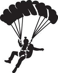 Black and white vector of a skydiver