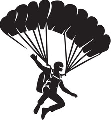 Black and white vector of a skydiver