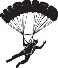 Black and white vector of a skydiver