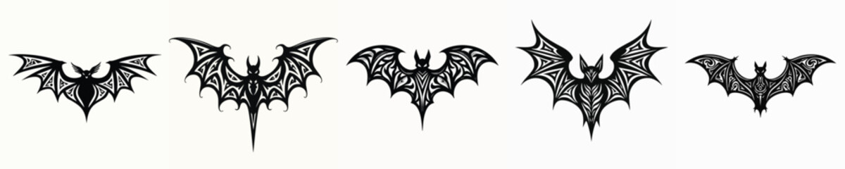 illustration vector graphic of tribal art bat tattoo