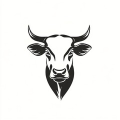 Fototapeta premium Elegant black and white illustration of a strong and proud bulls face