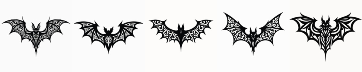 illustration vector graphic of tribal art bat tattoo