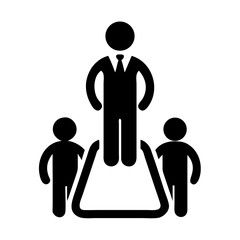 Business leader with two followers in simple black style