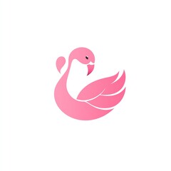 A vibrant pink flamingo gracefully poses against a bright white backdrop