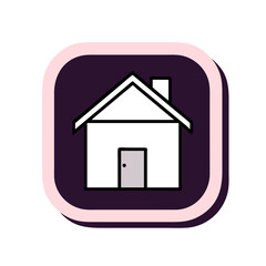 White house icon on purple square button with soft border