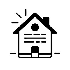 House icon with bold lines and dot above door