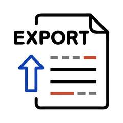 Export document with blue upward arrow and outlined layout
