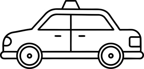 Taxi Sign Line Art Vector Illustration With White