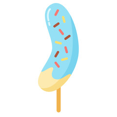 夏祭りの屋台 チョコバナナ ブルー 食べ物イラスト アイコン