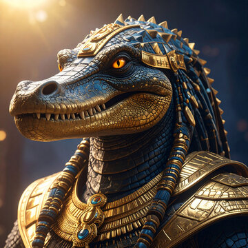 digital art egypt god crocodile sobek