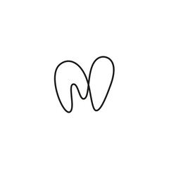 Obraz premium Minimal tooth logo design with continuous line style.