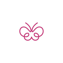 Abstract butterfly logo design in continuous line art style