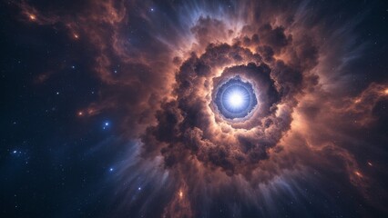 Spiral nebula explosion in glowing deep space cloud