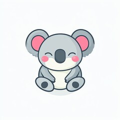 Naklejka premium Adorable and cheerful cartoon koala sitting with a joyful expression