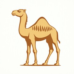 Elegant camel silhouette standing against a light textured background