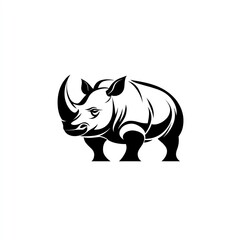 Fototapeta premium Stylized depiction of a powerful rhinoceros in minimalist design style.