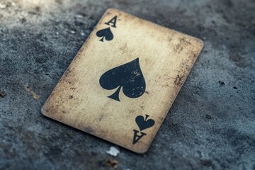 Fototapeta na wymiar Ace of Spades: A Vintage Playing Card