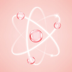 Cosmetic essence molecule or atom. Collagen skin serum. Cosmetic moisturizer. Concept skin care cosmetics solution