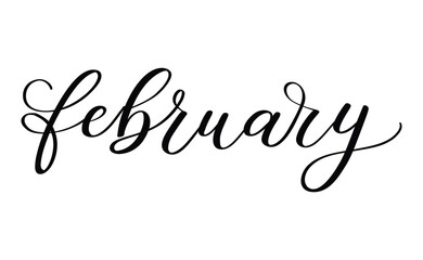 February month written using calligraphic style