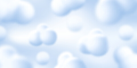 Abstract fluid background with floating blue 3D blobs. Liquid abstract shapes. Defocused organic structures.