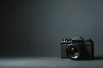 Vintage Film Camera: Dark Minimalist Photography Still Life