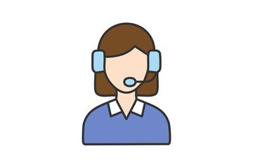 コールセンターで働く女性(png)