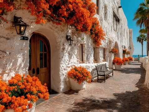 Fototapeta Mission San Luis Obispo: Historic mission with stucco walls and surrounding gardens in California