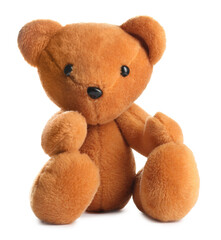 Cute teddy bear isolated on white. Stuffed animal