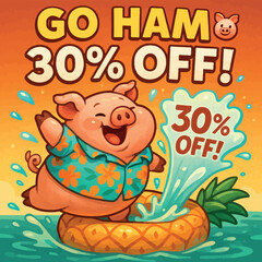 Obraz premium Happy Pig Summer Sale